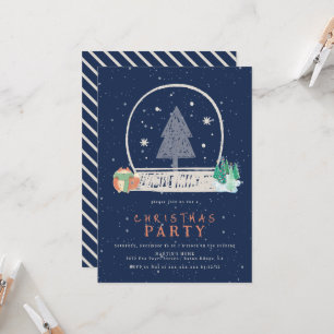 Vintage Winter Snow Night Christmas Party Invitation