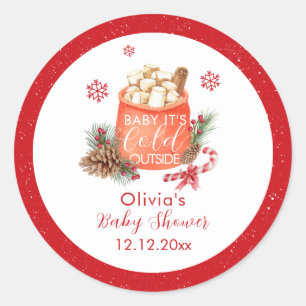Vintage Winter Snowflake Festive Smore Baby Shower Classic Round Sticker