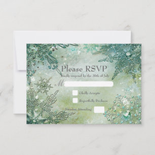 Vintage Winter Snowflakes Wedding RSVP Invitation