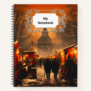 Vintage Winter Snowy Christmas Market Notebook