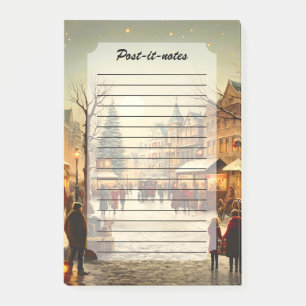 Vintage Winter Snowy Christmas Market Town Post-it Notes
