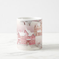 Vintage Winter Snowy Village Scenery