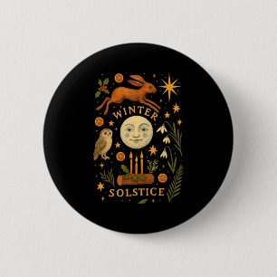 Vintage Winter Solstice Mystical Moon Pagan Yule C 6 Cm Round Badge