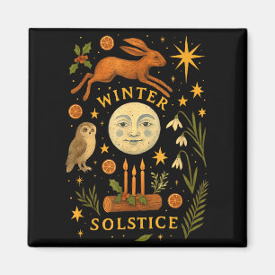 Vintage Winter Solstice Mystical Moon Pagan Yule C Magnet