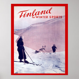 Vintage Winter sports, Finland Poster