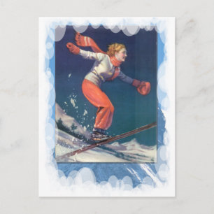 Vintage Winter Sports - Jumping on skis! Postcard