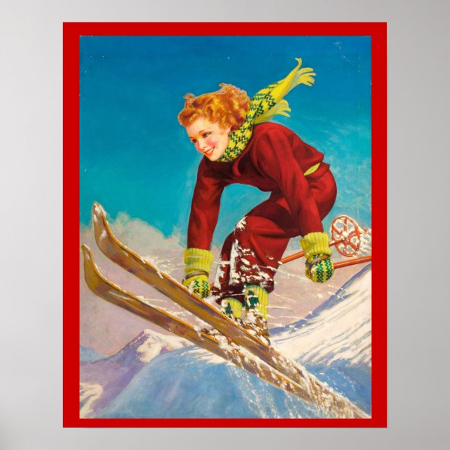 Vintage Winter sports, Lady ski jumper Poster (Front)