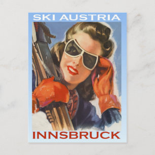 Vintage winter sports, Ski Austria, Innsbruck Postcard