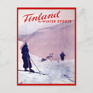 Vintage Winter sports, Ski Finland Postcard
