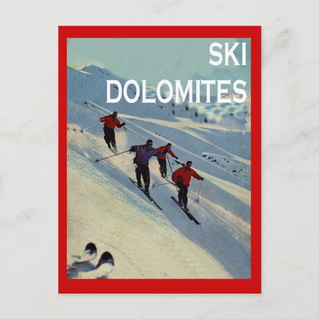 Vintage winter sports, Ski  Italy, Dolomites Postcard (Front)