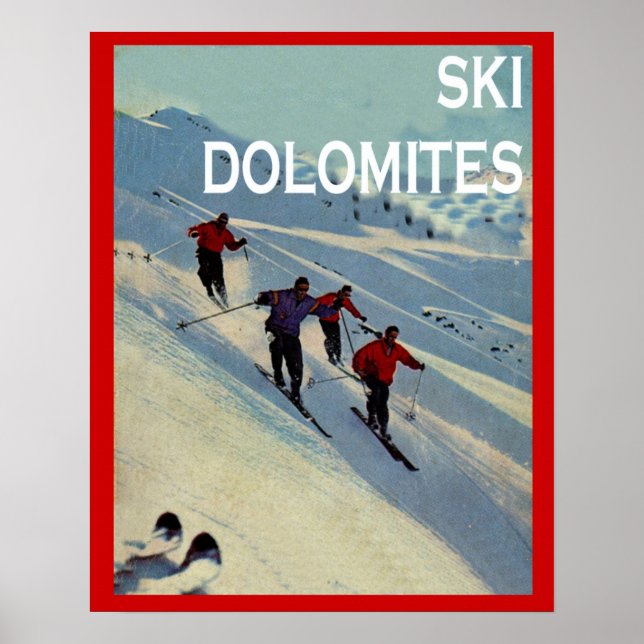 Vintage winter sports Ski Italy, Dolomites Poster (Front)