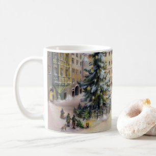 Vintage Winter Town Christmas tree Coffee Mug