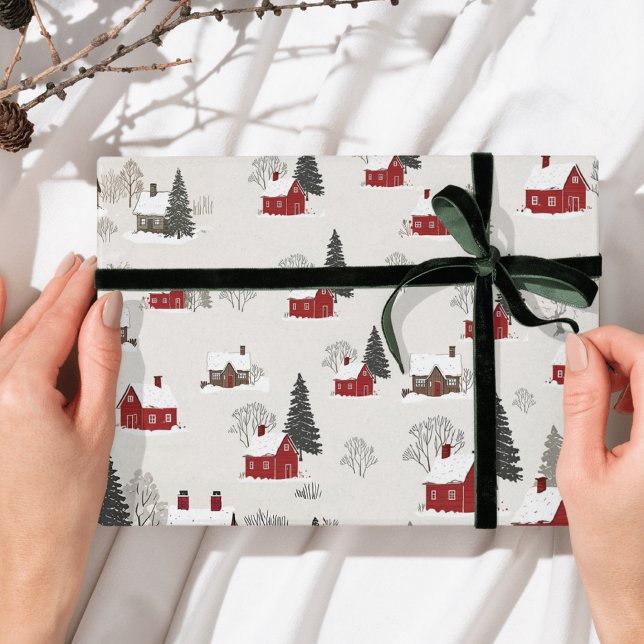 Vintage Winter Village cute Christmas Themed Wrapping Paper (Creator Uploaded)