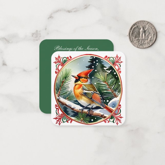 Vintage Winter Wonderland: Cardinal Christmas Card (Front/Back In Situ)