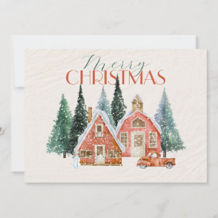 Vintage winter wonderland christmas holiday card