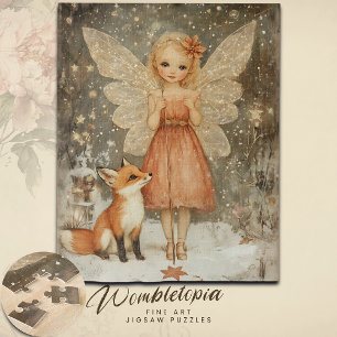 Vintage Winter Woodland Fairy and Fox Christmas  Jigsaw Puzzle