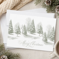 Vintage Winter Woodland Snow Pine Forest Christmas