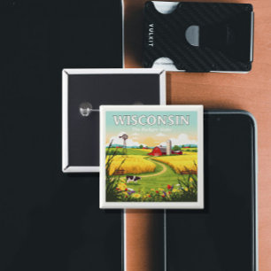 Vintage Wisconsin 15 Cm Square Badge