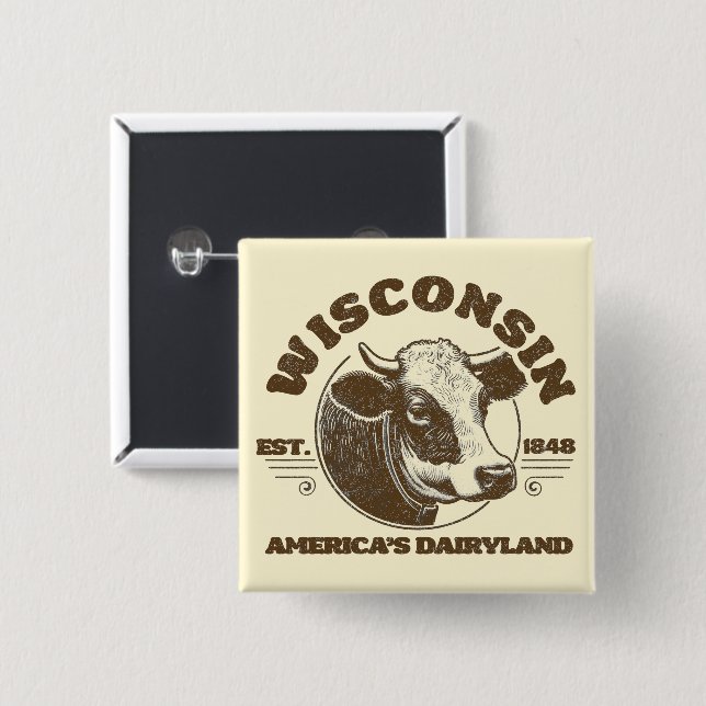 Vintage Wisconsin 15 Cm Square Badge (Front & Back)