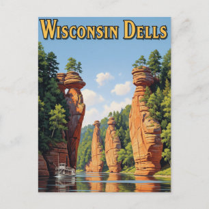 Vintage Wisconsin Dells Travel Postcard