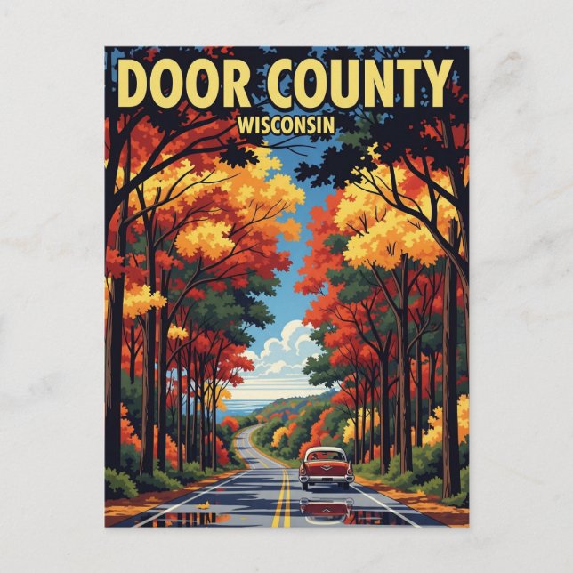 Vintage Wisconsin Door County Travel Postcard (Front)