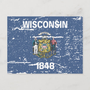 Vintage WISCONSIN Flag Postcard