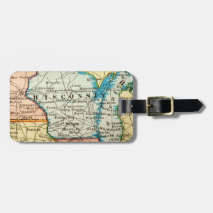 Vintage Wisconsin Map Antique Retro Cartography Luggage Tag