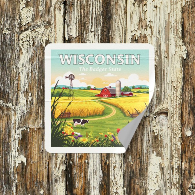 Vintage Wisconsin Square Sticker (Creator Uploaded)