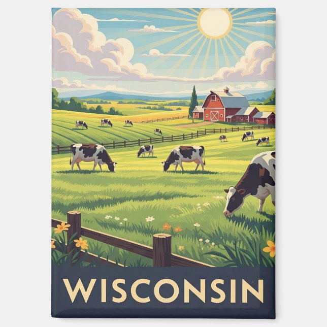 Vintage Wisconsin travel Magnet (Front)