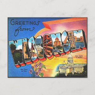Vintage Wisconsin Travel Retro Vacation Greetings Postcard