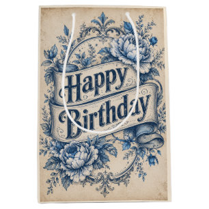 Vintage Wishes Happy Birthday Gift Bag