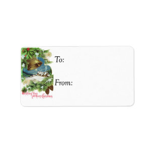 Vintage Wishing You a Merry Christmas Gift Tag