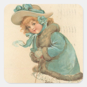 Vintage Wishing You a Merry Christmas Square Sticker