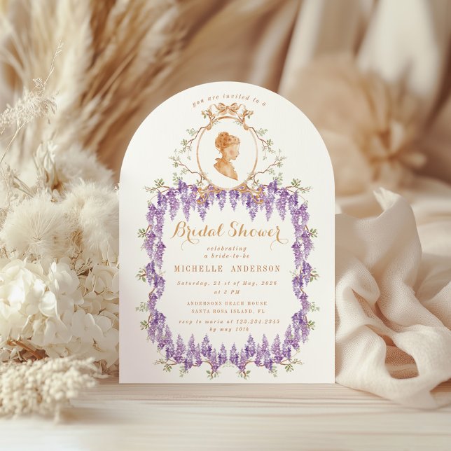 Vintage Wisteria Floral Regency Bridal Shower Invitation (Creator Uploaded)