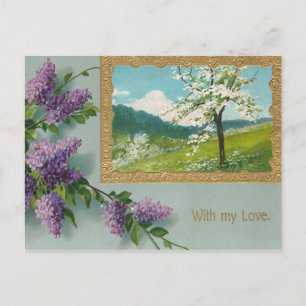 Vintage Wisteria Valentine Holiday Postcard