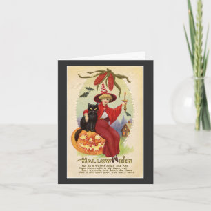 Vintage Witch and Black Cat Note Card