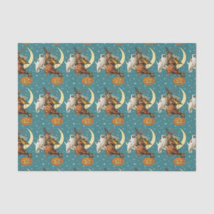 Vintage Witch And Owl On The Moon Tissue Paper