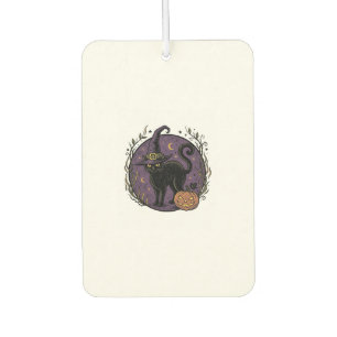 Vintage Witch Cat Halloween Vector Shirt Design_1 Car Air Freshener