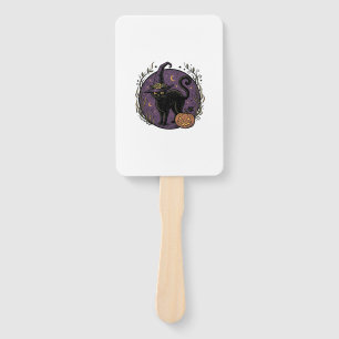 Vintage Witch Cat Halloween Vector Shirt Design_1 Hand Fan