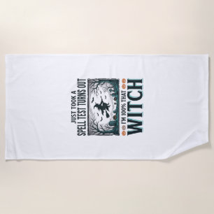 Vintage Witch DNA Humour Halloween Vector Design_1 Beach Towel