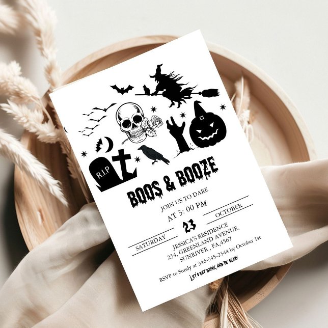 Vintage Witch Halloween Boss & Booze Party Invitation (Creator Uploaded)