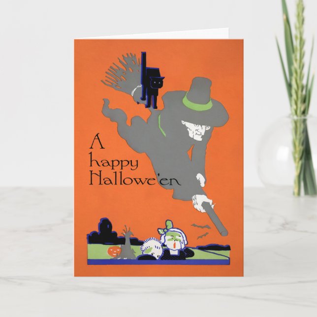 Vintage Witch Halloween Card  (Front)
