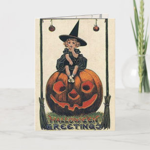 Vintage Witch Halloween Designs Card