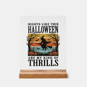 Vintage Witch Halloween Fright Scene Engraving Des Acrylic Sign