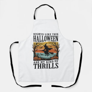 Vintage Witch Halloween Fright Scene Engraving Des Apron