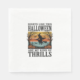 Vintage Witch Halloween Fright Scene Engraving Des Napkin
