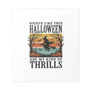 Vintage Witch Halloween Fright Scene Engraving Des Notepad