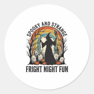 Vintage Witch Halloween Graveyard Silhouette Art_1 Classic Round Sticker