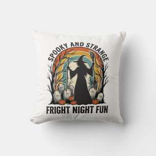 Vintage Witch Halloween Graveyard Silhouette Art_1 Cushion