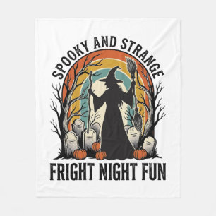 Vintage Witch Halloween Graveyard Silhouette Art_1 Fleece Blanket